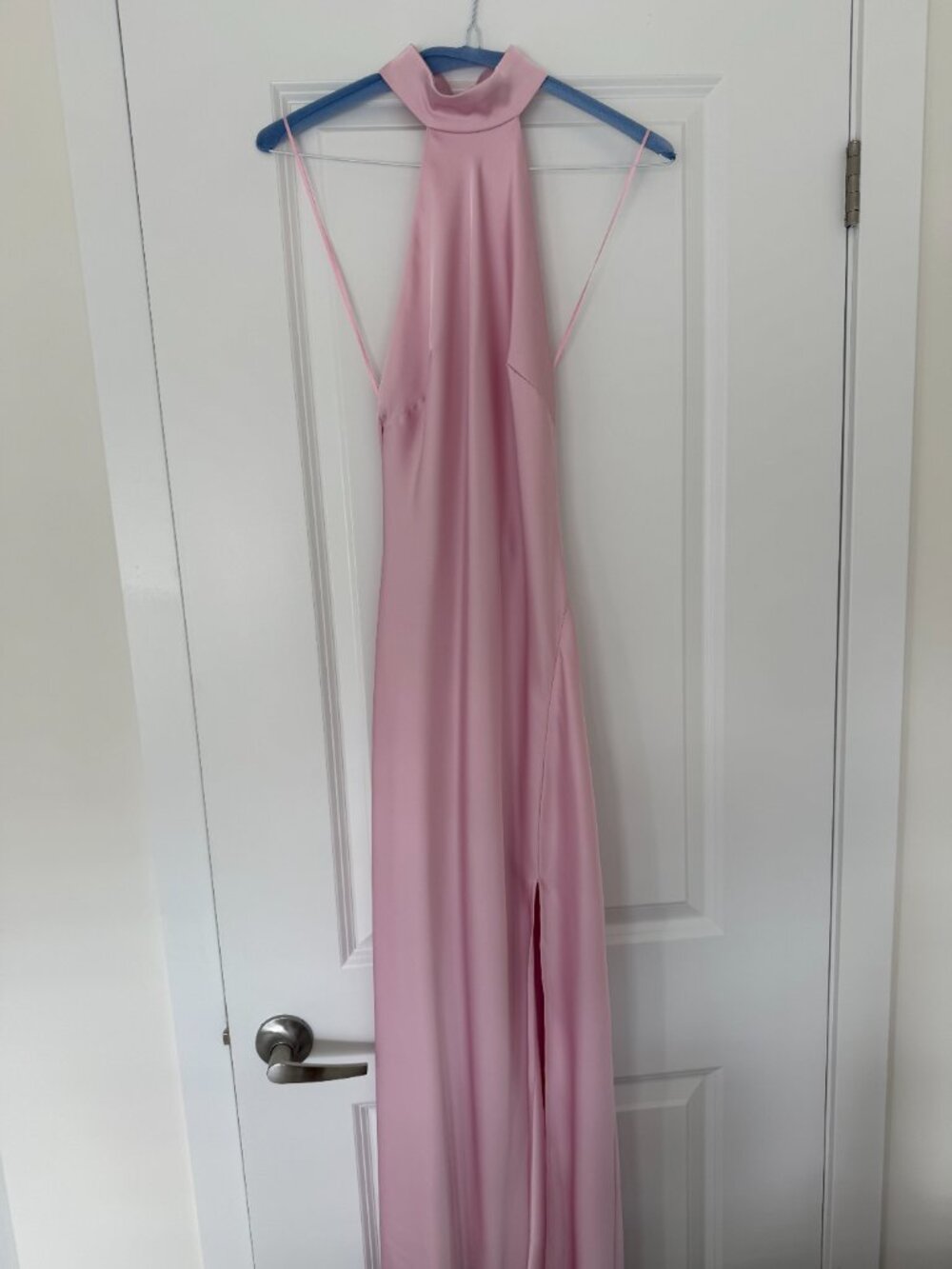 Dynamite Neck Scarf Satin Pink Maxi Dress - Picture 4 of 5